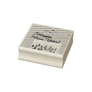 Happy New Year Wood Art Stamp