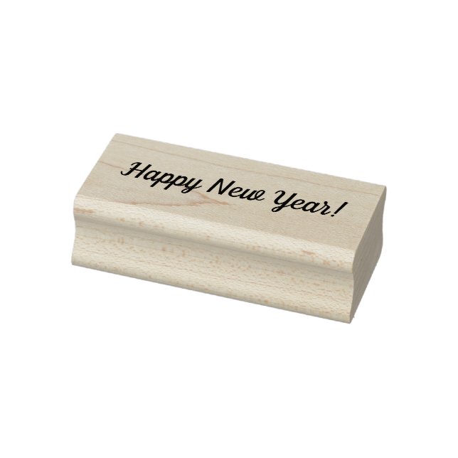 Happy New Year Wooden Block Mounted Rubber Stamp (Stamp)