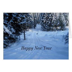 Happy New Year-Woods Winter Scene Card
