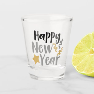 Happy New Year word art Shot Glass