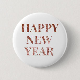 Happy new year word art typography 2 inch round button