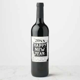 Happy new year & year personalize  wine label