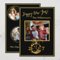 Happy New Year's 4 Photo Clock Card