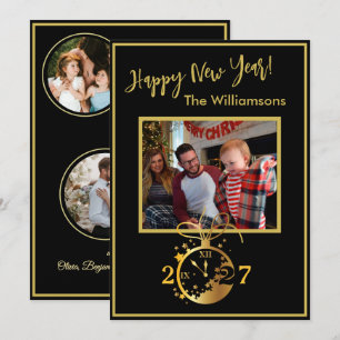 Happy New Year's 4 Photo Clock Card