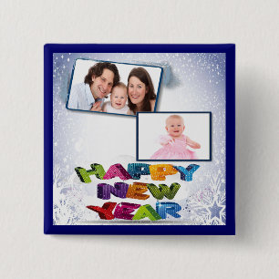 Happy New Year's Add Your Photo 2 Inch Square Button