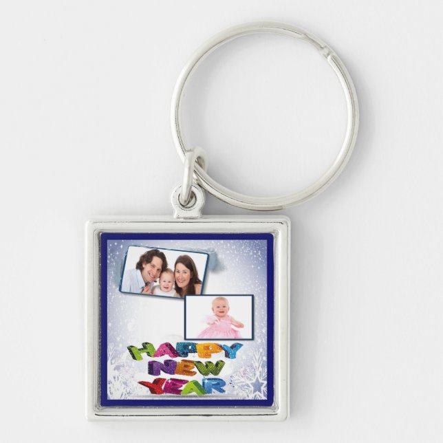 Happy New Year's Add Your Photo Keychain (Front)