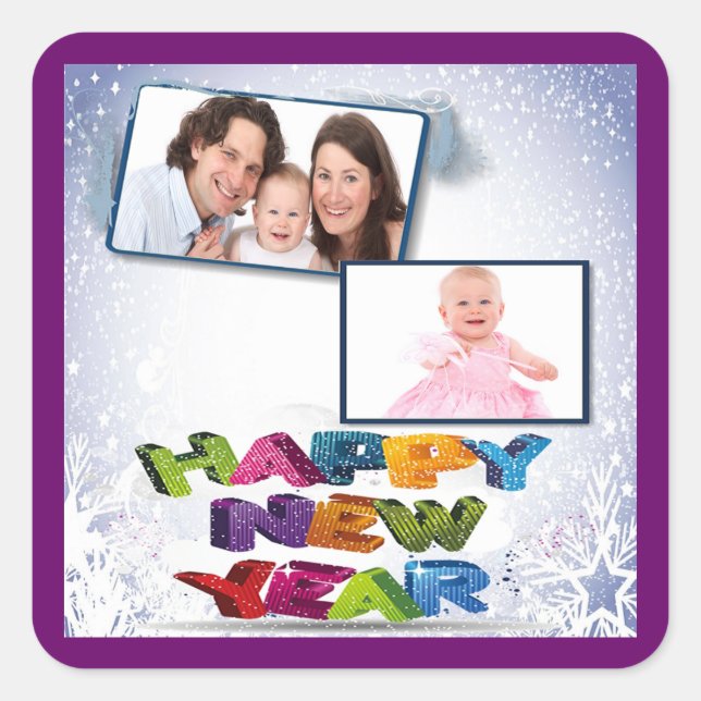 Happy New Year's Add Your Photo Sticker (Front)