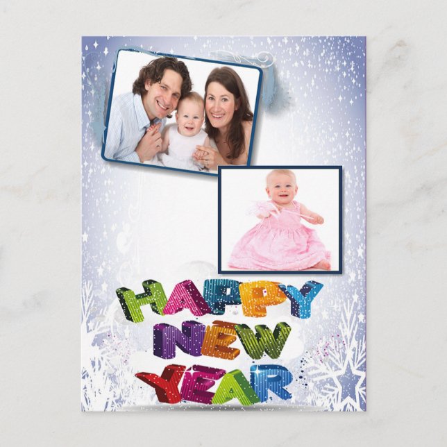 Happy New Year's Add Your Photos Postcard (Front)