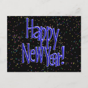 Happy New Years Blue Text Holiday Postcard