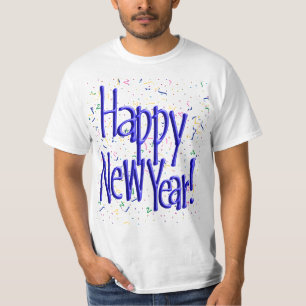 Happy New Years Blue Text T-Shirt