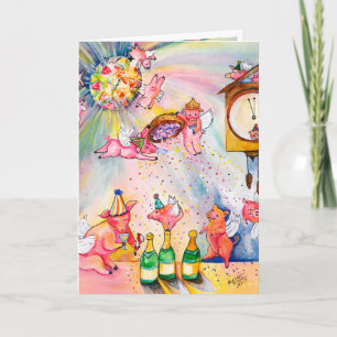 Happy New Year's Card Flying Pig