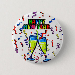 Happy New Year's Day_ Button_by Elenne 2 Inch Round Button