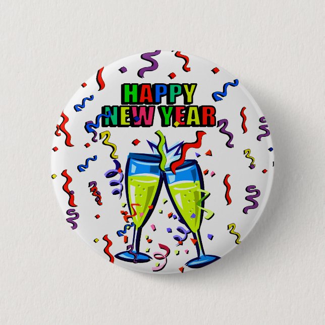 Happy New Year's Day_ Button_by Elenne 2 Inch Round Button (Front)
