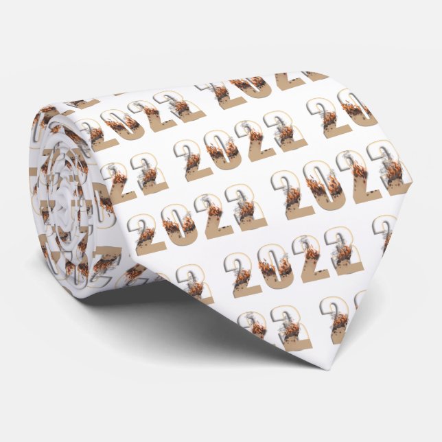 Happy New Years Eve 2023 Rising from 2022 Neck Tie (Rolled)