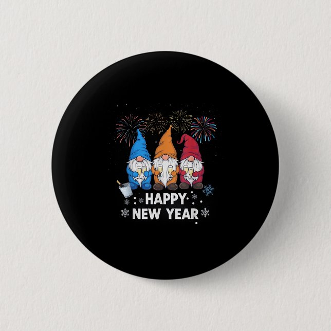 Happy New Years Eve Party Gnomes Matching Family O 2 Inch Round Button (Front)