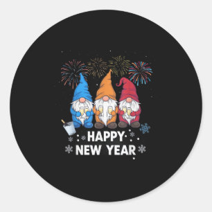 Happy New Years Eve Party Gnomes Matching Family O Classic Round Sticker