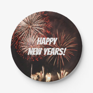 Happy New Years Fireworks Paper Plate
