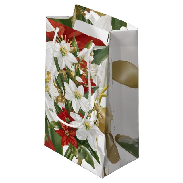 Happy New Years Gift Bag, Floral Gift Bag (Front Angled)