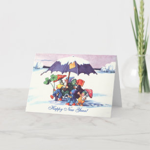 Happy New Year's Gnomes Holiday Card