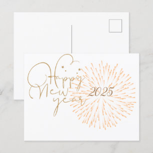 HAPPY NEW YEARS POSTCARD WITH GOLDEN DETAILS