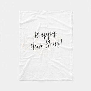 Happy New Years Simple Calligraphy Script  Fleece Blanket