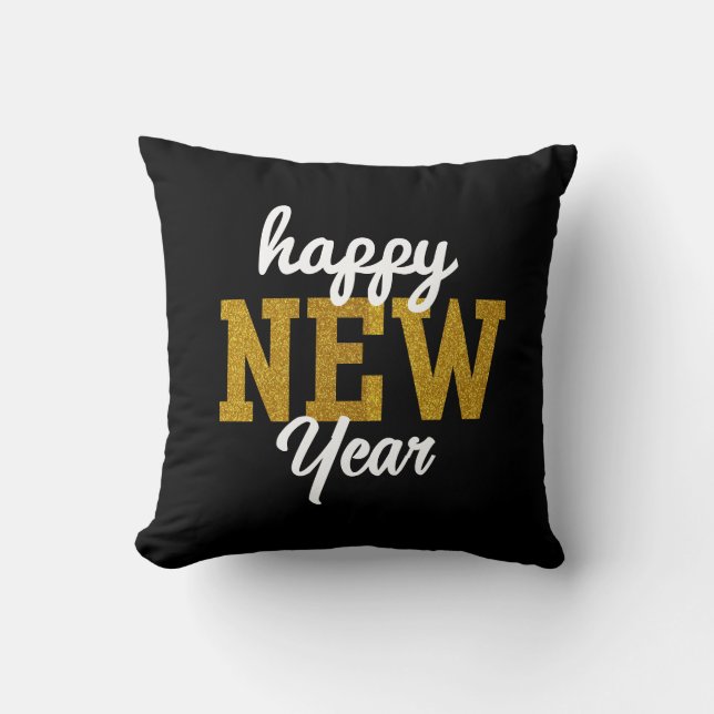 Happy New YearT-Shirt Throw Pillow (Front)