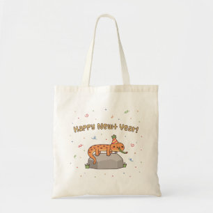 Happy Newt Year, Funny New Year Greeting Doodle Tote Bag