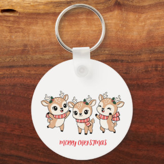 Happy Noel Baby Deers Keychain