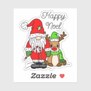 Happy Noel Gnome Santa and Reindeer Christmas 