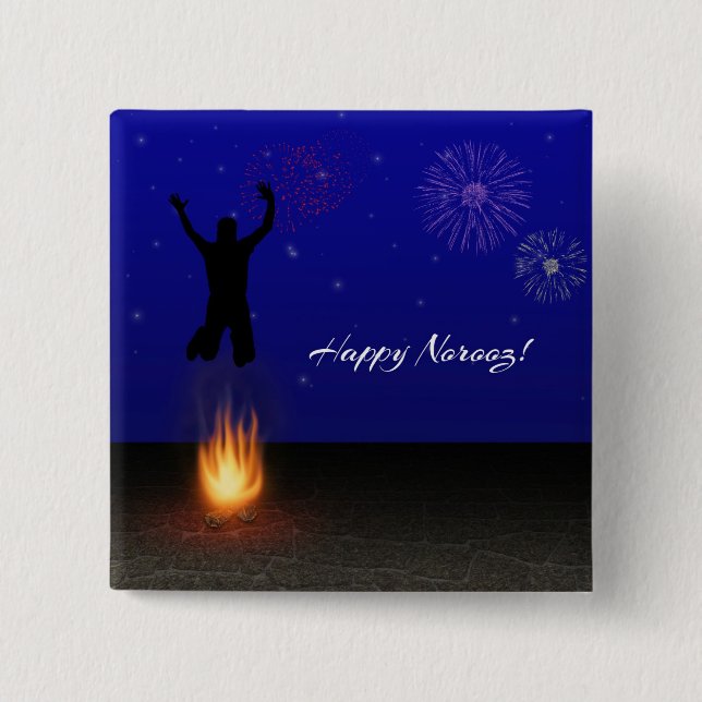 Happy Norooz Chahar-Shanbeh-Suri 2 Inch Square Button (Front)