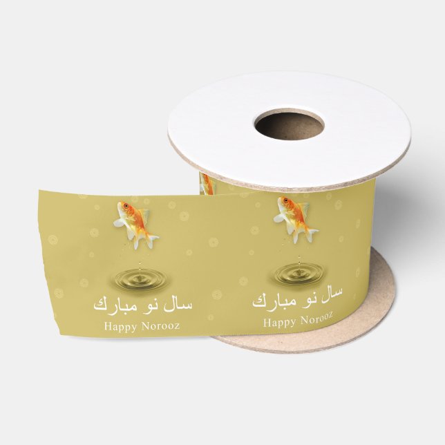Happy Norooz Fish - Persian New Year Ribbon Satin Ribbon (Spool)
