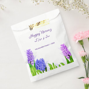 Happy Norooz Purple Blue Pink Hyacinth Flowers Favour Bag