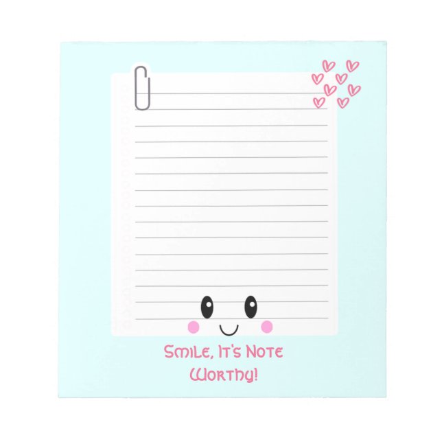 Happy Notes Blue: Kawaii Notepad (Front)
