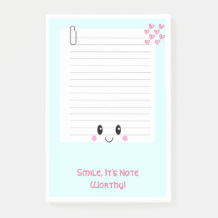 Happy Notes Blue: Kawaii Sticky Post It-Notes