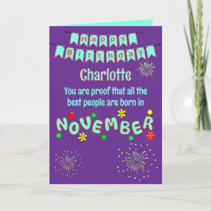 Happy November Birthday Folded Greeting Card