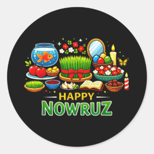 Happy nowruz for persian new year norooz men women classic round sticker