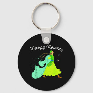 Happy Nowruz Persian New Year Party Dance Girl Keychain