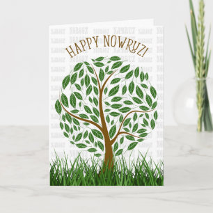 Happy Nowruz Persian New Year Tree and Grasses Holiday Card