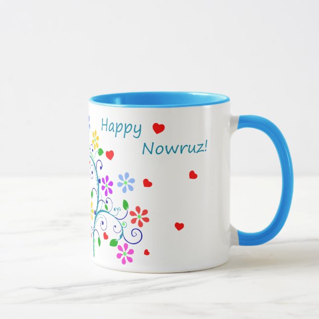 Happy Nowruz the Persian New Year, Bright Floral Mug (Right)