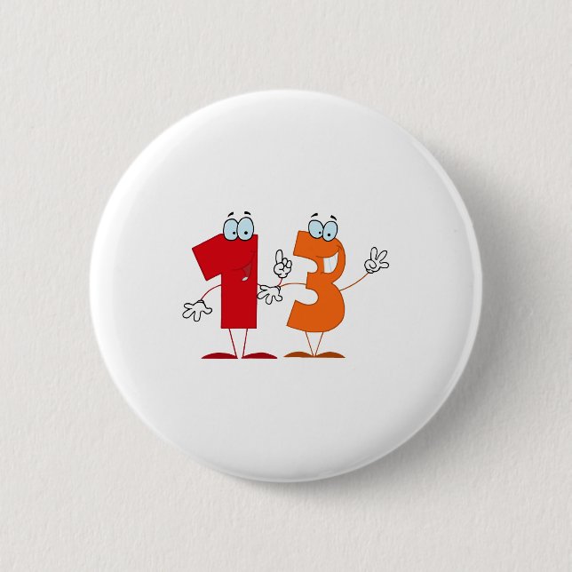 Happy Number 13 2 Inch Round Button (Front)
