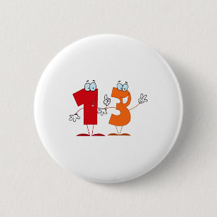 Happy Number 13 2 Inch Round Button