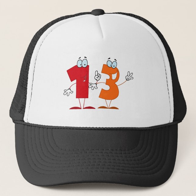 Happy Number 13 Trucker Hat (Front)