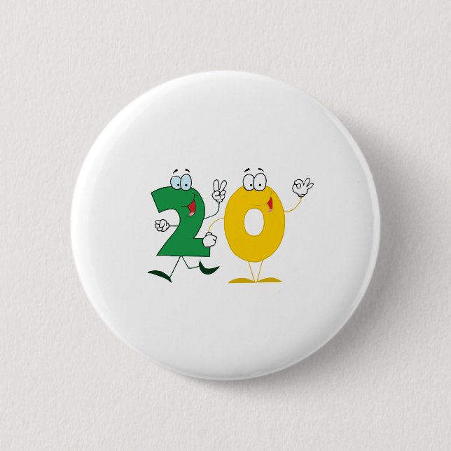 Happy Number 20 2 Inch Round Button (Front)