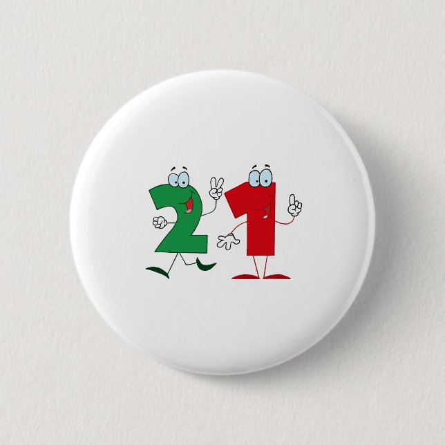 Happy Number 21 2 Inch Round Button (Front)