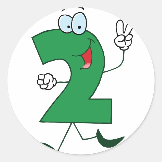 Happy Number 2 Classic Round Sticker (Front)