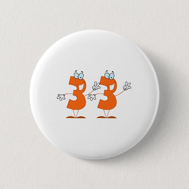 Happy Number 33 2 Inch Round Button (Front)