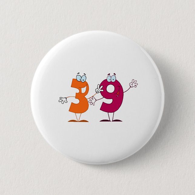 Happy Number 39 2 Inch Round Button (Front)