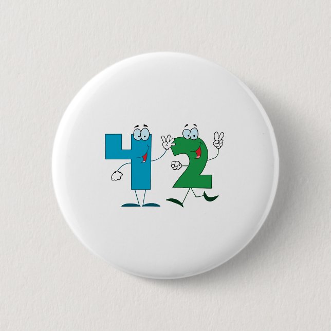 Happy Number 42 2 Inch Round Button (Front)