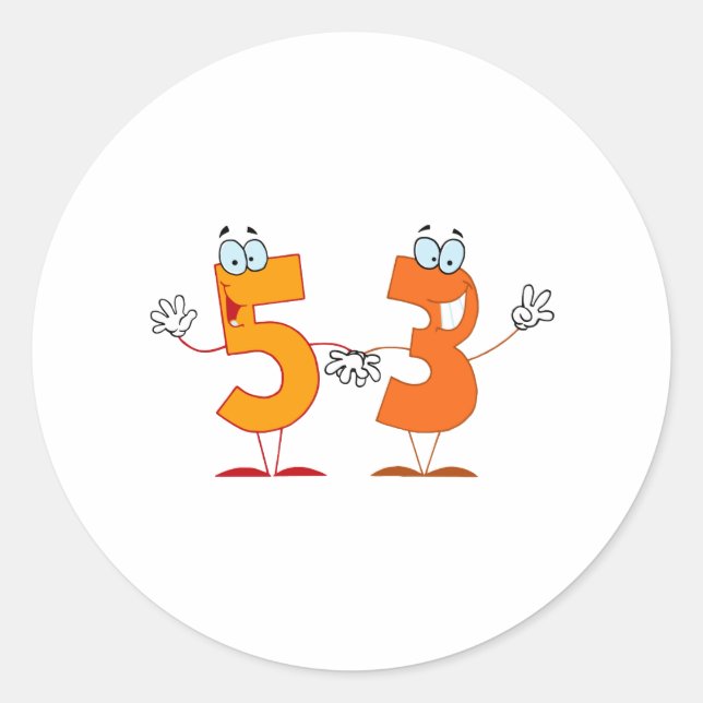 Happy Number 53 Classic Round Sticker (Front)