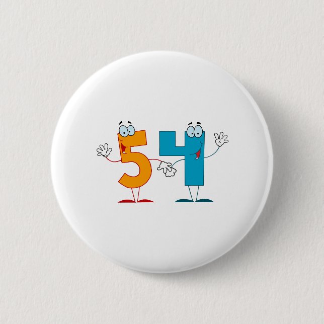 Happy Number 54 2 Inch Round Button (Front)